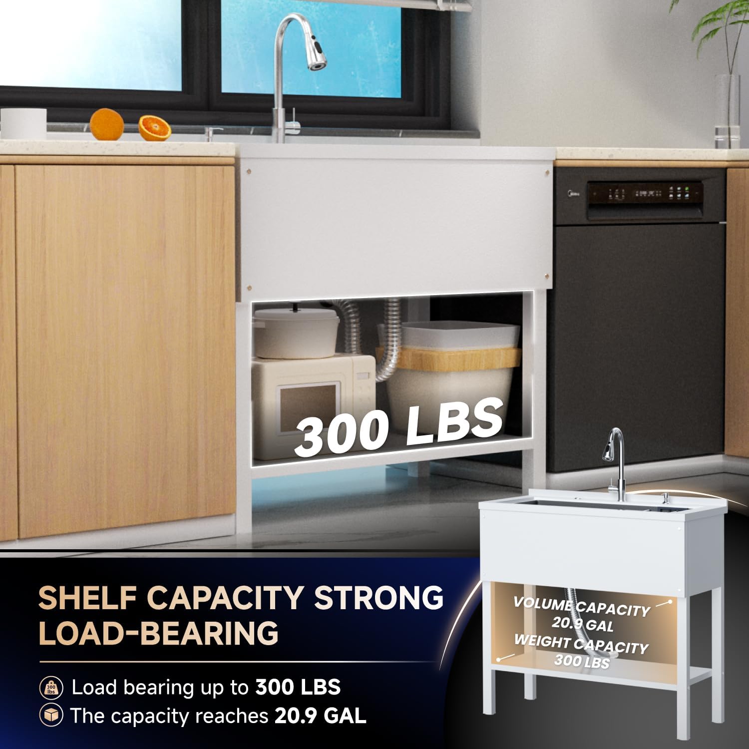 Stainless Steel Utility Sink,36' Laundry Freestanding Sink with Cold and Hot Water Faucet,Commercial Single Bowl Laundry Room Utility Sink for Kitchens, Garage, Bathrooms