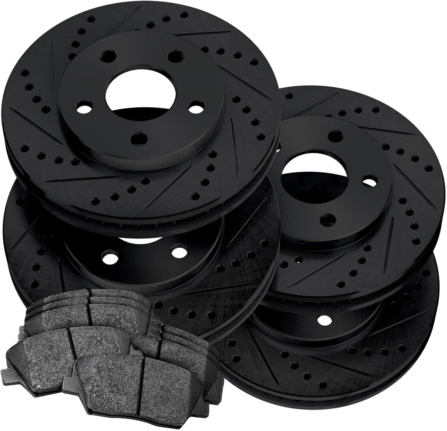 Power Sport Front Rear Brakes and Rotors Kit |Front Rear Brake Pads| Brake Rotors and Pads| Semi Metallic Brake Pads and Rotors |fits 2013-2017 Land Rover Range Rover, Range Rover Sport