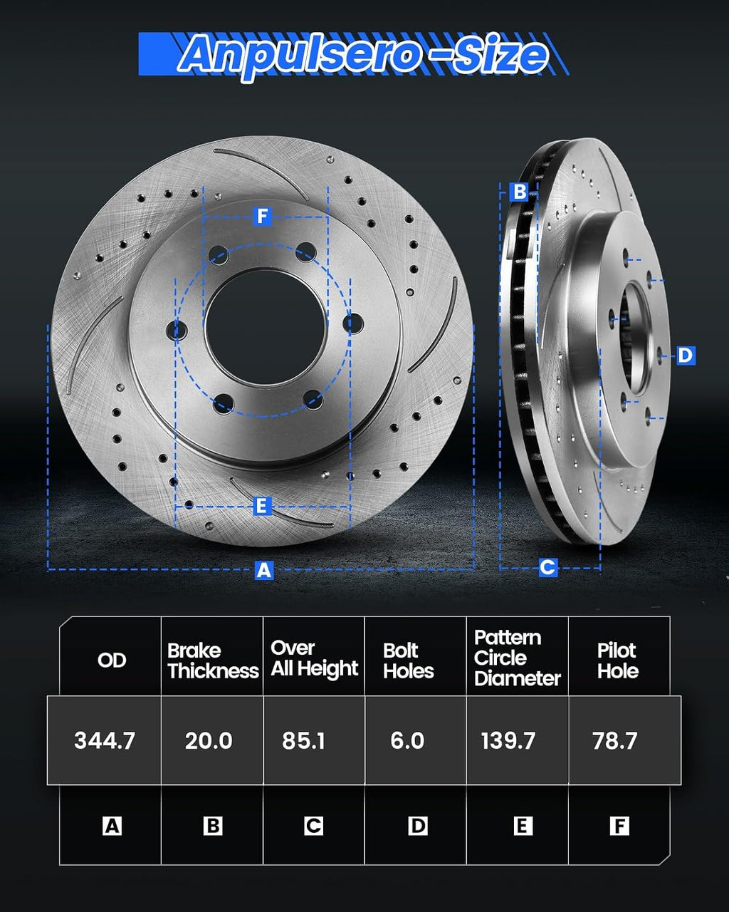 Anpulsero Automotive Replacement Brake Kits Rear Brake Pads and Rotors Kit Compatible with 2007-2013 Chevrolet Silverado 1500, Brakes and Rotors Anti-rust Oil Protected 55133 D1194-8312 （13.6in）