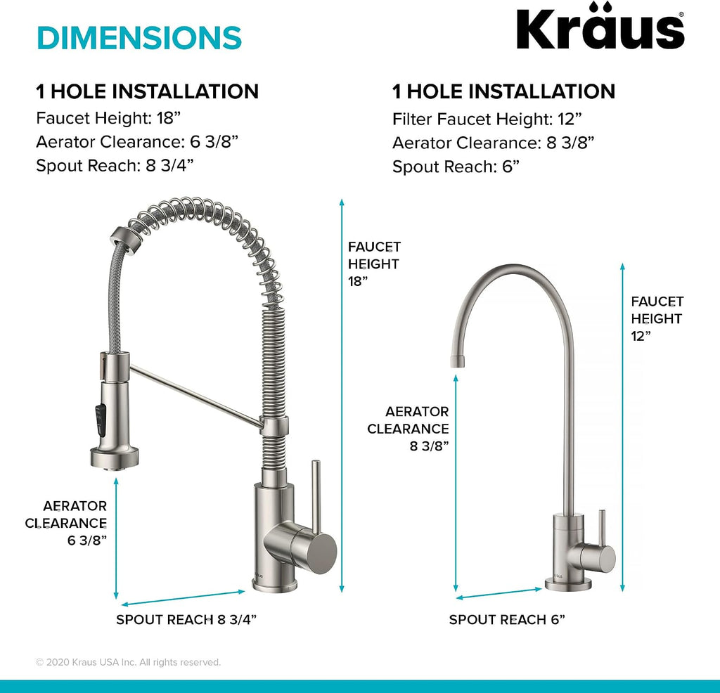 KRAUS Bolden Commercial Style Pull-Down Kitchen Faucet and Purita Water Filter Faucet Combo in Chrome, KPF-1610-FF-100CH