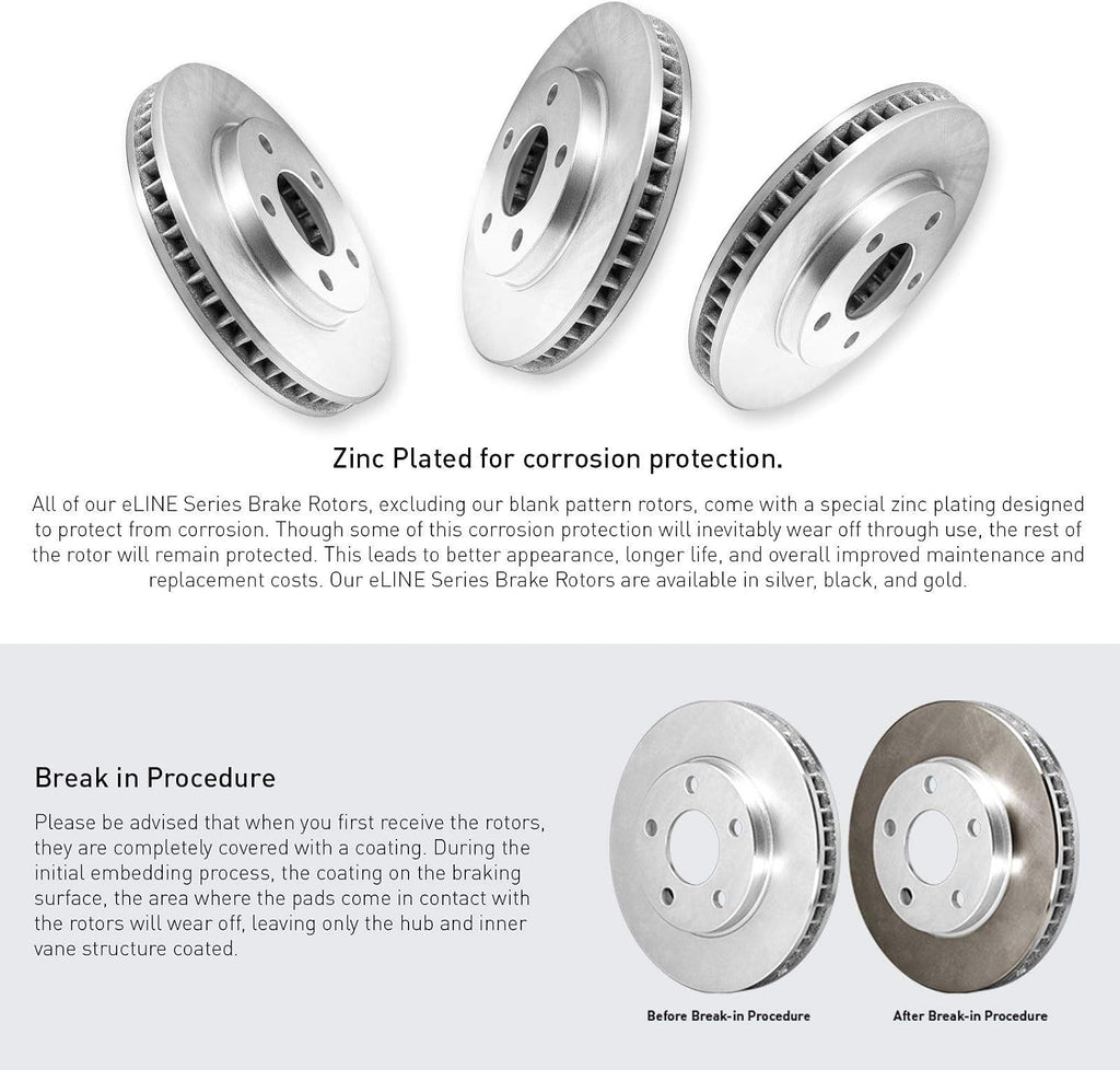 R1 Concepts Front and Rear Brake Kit Fits 2013-2016 Dodge Dart| Ceramic Brake Pads and Blank Brake Rotors| 12.0' Front & 10.4' Rear