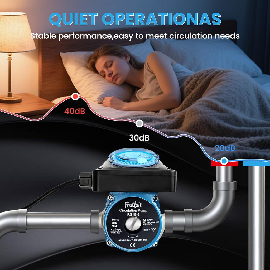 Hot Water Recirculating Pump with Programmable Timer, 304SS Sensor Valve, Instant Hot Water, Quiet Energy-Efficient Circulation System, Includes Pump, 2 Adapters, 2 Supply Lines, Easy DIY Install