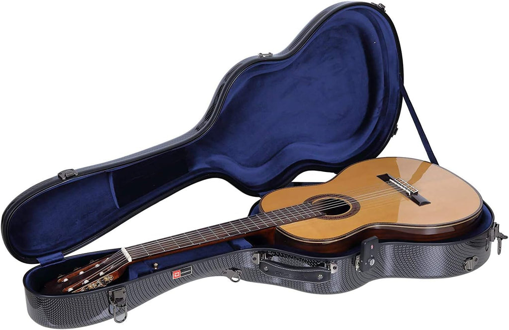 Crossrock Ultra-Light Fiberglass Case for 4/4 Classical Guitars in Black-TSA Lock(CRF5021CBK)