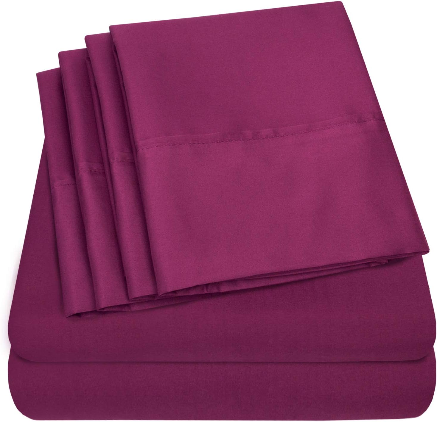 Sweet Home Collection 4 Piece 1500 Thread Count Egyptian Set - 2 Extra Pillow Cases, Great Value, Berry, Twin X-Large(Pack of 12)