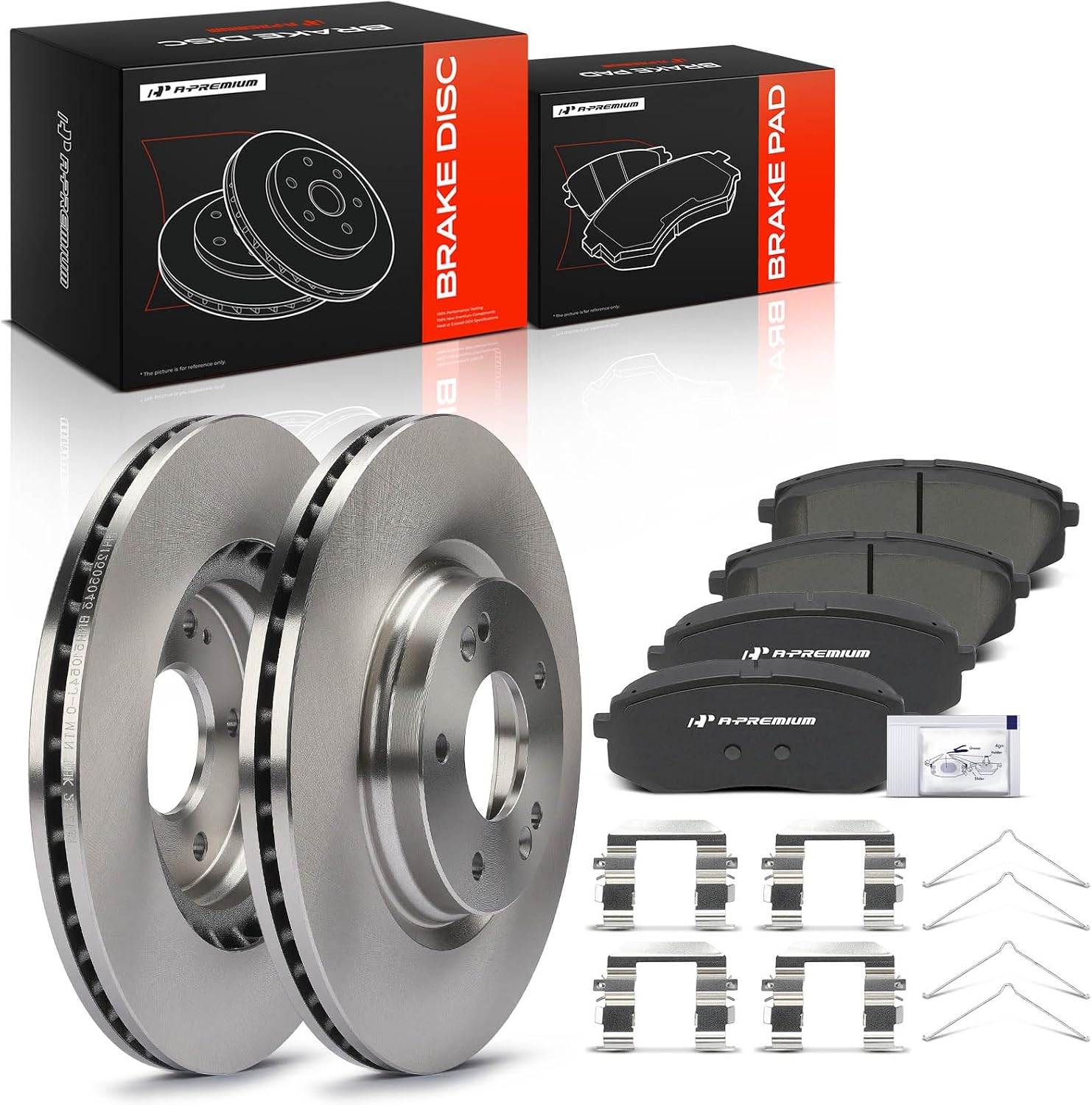 A-Premium 12.00 inch (305mm) Front Vented Disc Brake Rotors + Ceramic Pads Kit Compatible with Select Hyundai and Kia Models - Sonata 2015-2019, Optima 2016-2020, Kona Electric, Niro EV, 6-PC Set