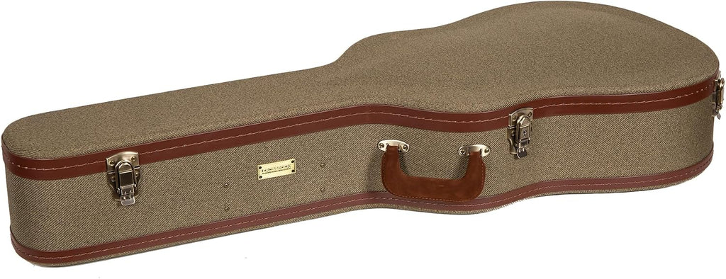 Crossrock Master Series Acoustic Guitar Case for Martin D-28 / Grand Auditorium | Olive Green Eco Tweed Fabric, Re-Engineered Shell, Leather Handle & Forest Green Velvet Interior(CRW720D28OG)