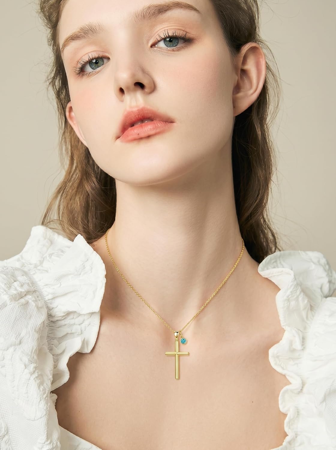 18K Gold Cross Pendant for Women Gold Cross Necklace 18K Gold Jewelry Religious Gift