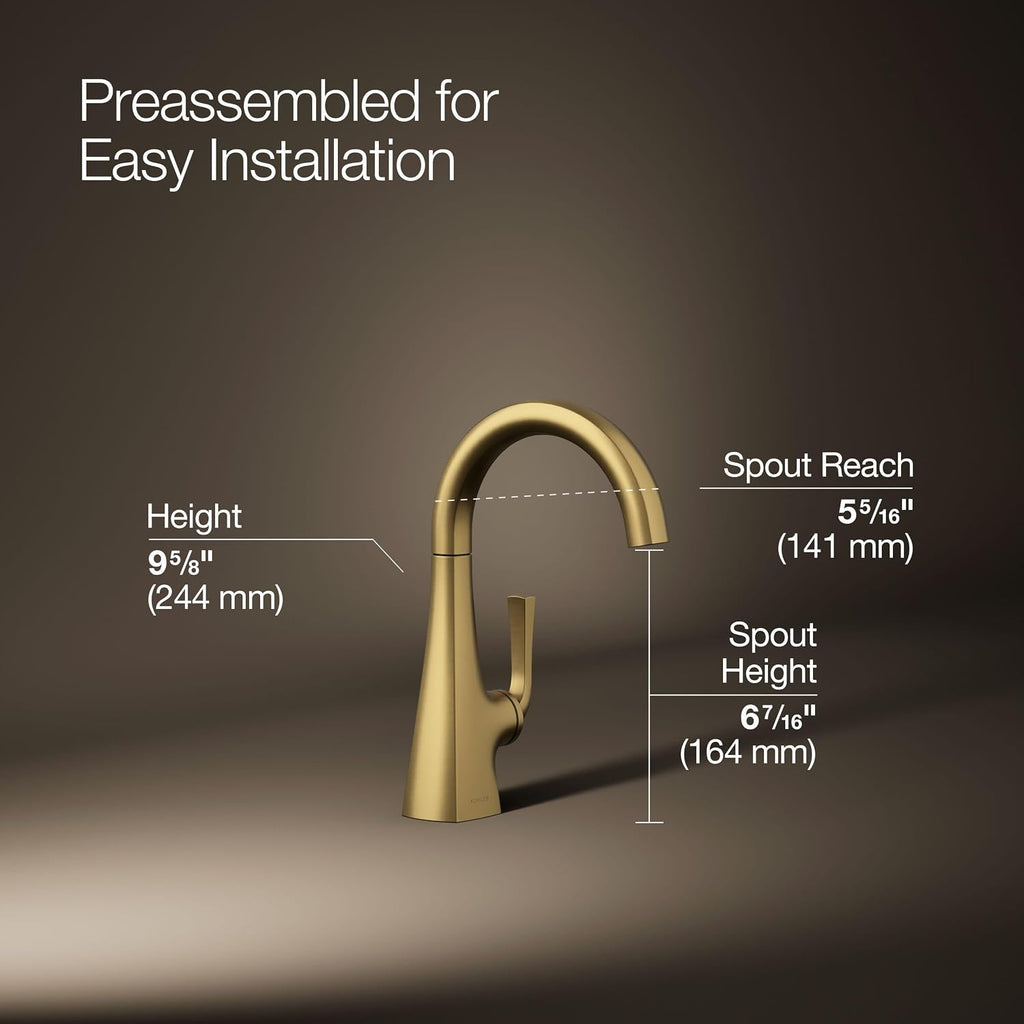 Kohler K-24134-2MB Graze Beverage Faucet, Vibrant Brushed Moderne Brass
