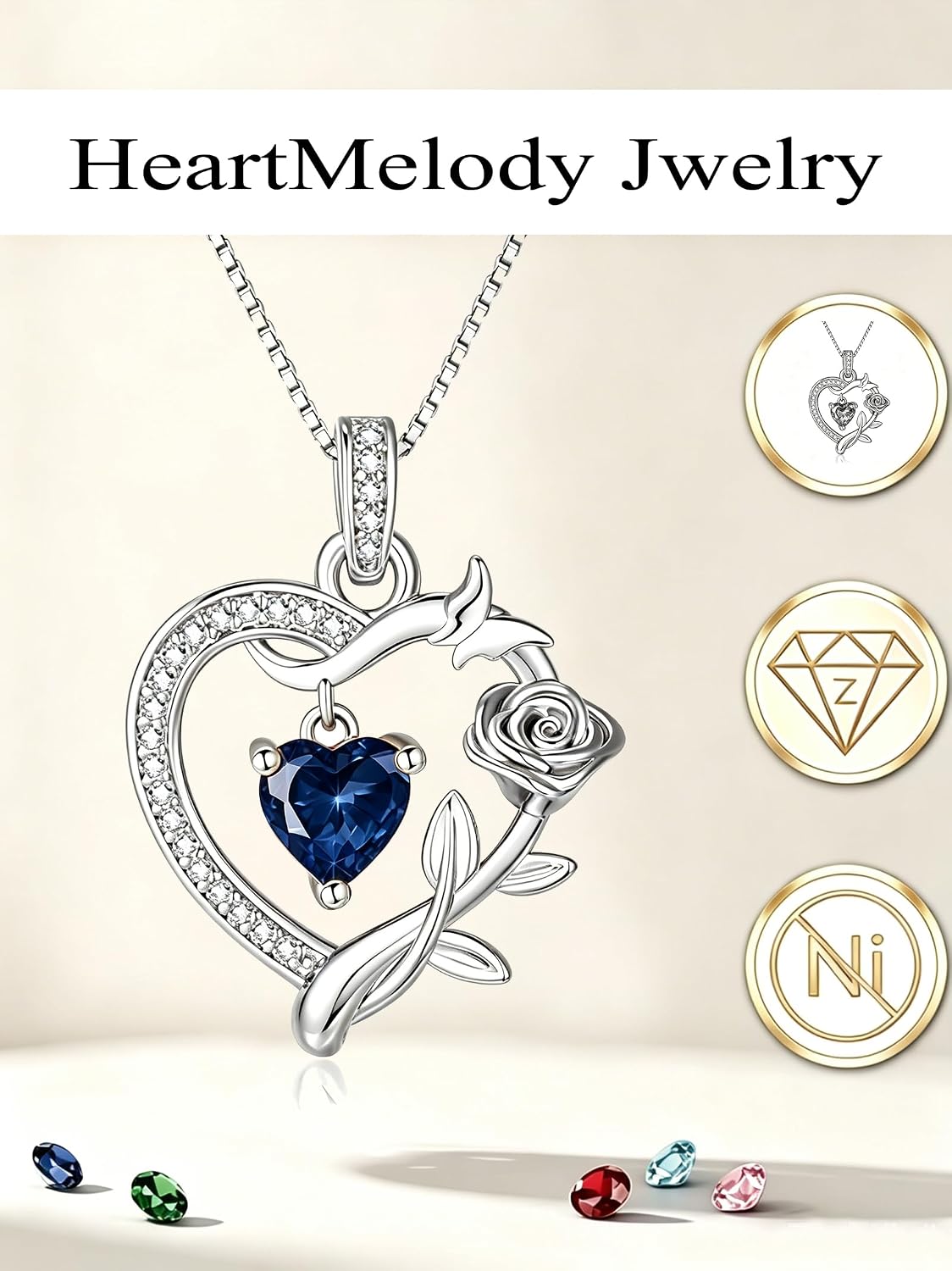 HeartMelody Heart Necklaces for Women Gold,14k 18K White Gold Plated Dainty Rose Butterfly Necklace with Garnet Birthstone Pendant Necklace Everyday Jewelry Birthday Christmas Gifts for Women Mom Her