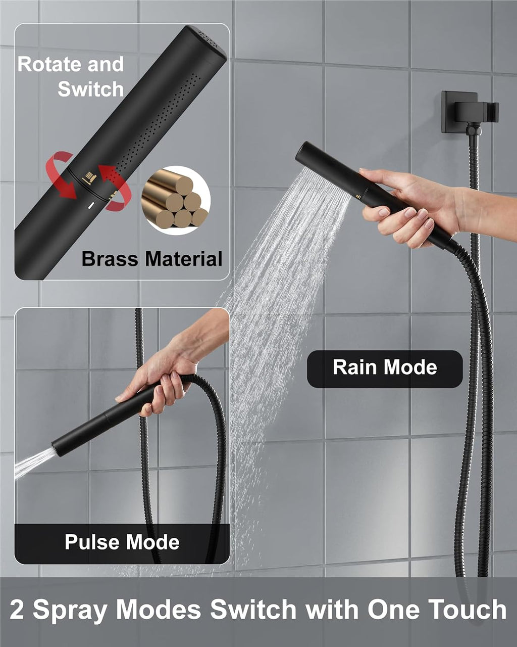 Aolemi Ceiling Mount Shower Faucet Set,Shower System Rain Showerhead and Handheld Spray Combo High-Pressure Showerheads Set with Valve and Trim Kit Rough-in Valve,16 Inch Matte Black