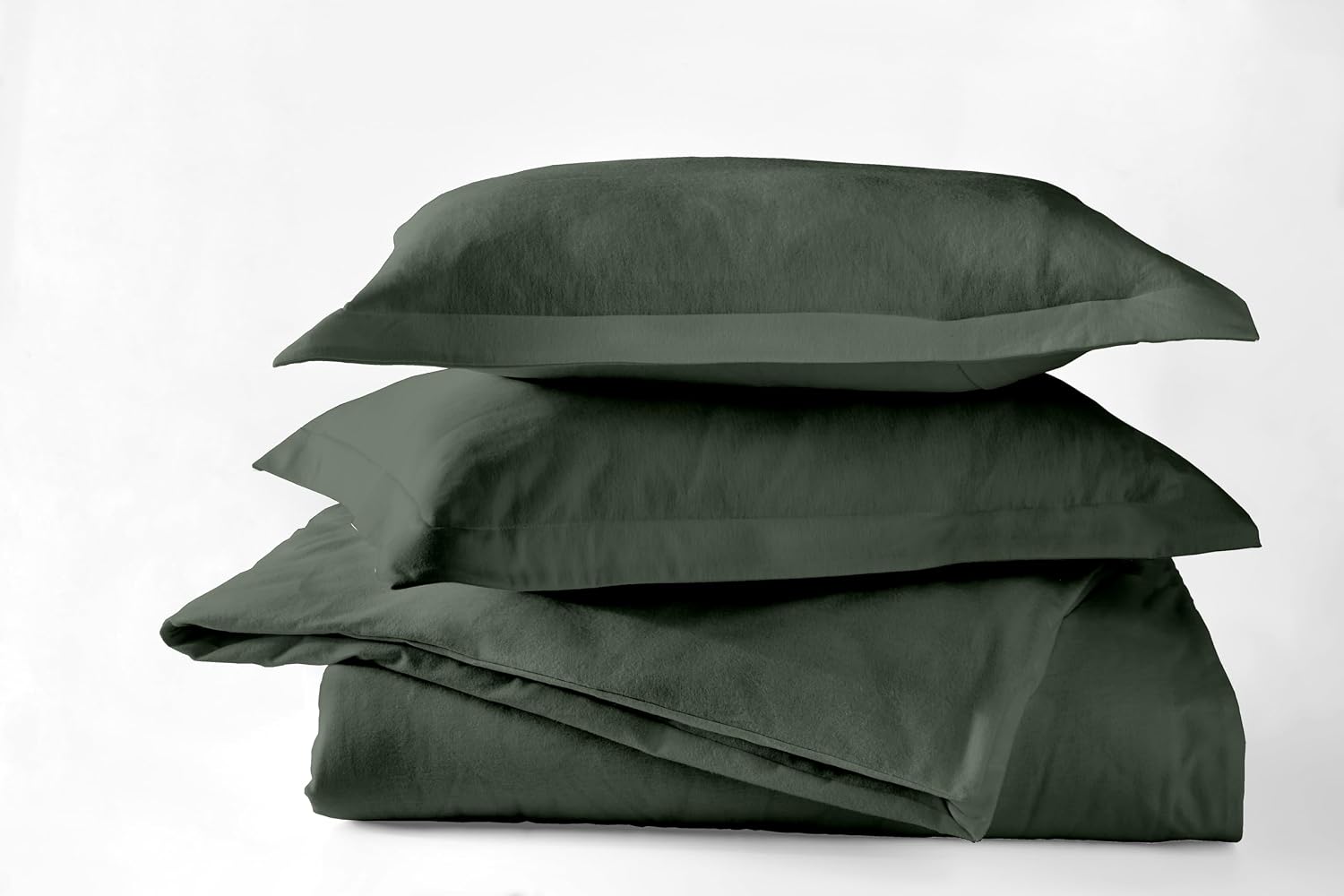 Dormisette Luxury German Flannel Sheets & Pillowcases Set, Warm Breathable Cotton Flannel Bedding with Deep Pockets, Brushed for Extra Softness, Oeko-Tex (Dark Green, Queen (U.S. Standard))