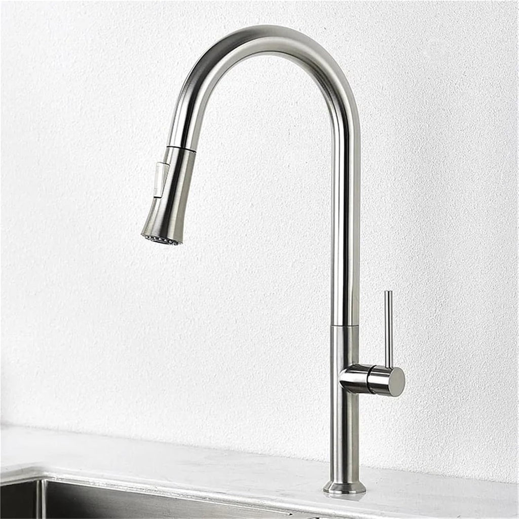 Pull Out Kitchen Sink Water Tap Single Handle Cold and Hot Water Mixer Tap 360 Rotation Kitchen Faucet(Chrome)