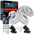 TRQ Front and Rear Performance Brake Pad & Rotor Kit, with Chemical Kit Semi-Metallic Premium G-Coated Compatible with 2010-2022 Lexus GX460 Toyota 4Runner