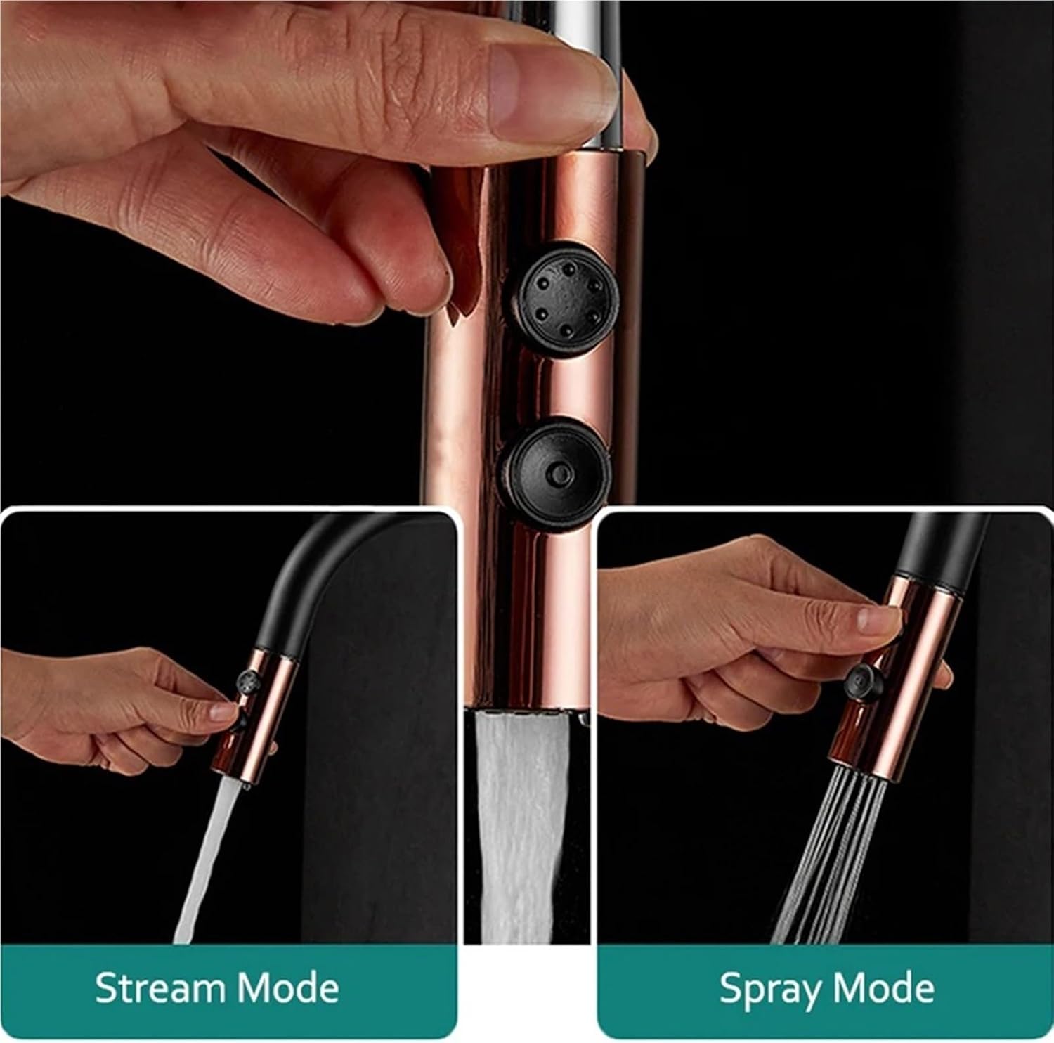 Modern Kitchen Faucet Pull Out 2 Mode Outlet Water Spray Deck Mounted Hot and Cold Water Sink Mixer Tap(White-Gold)
