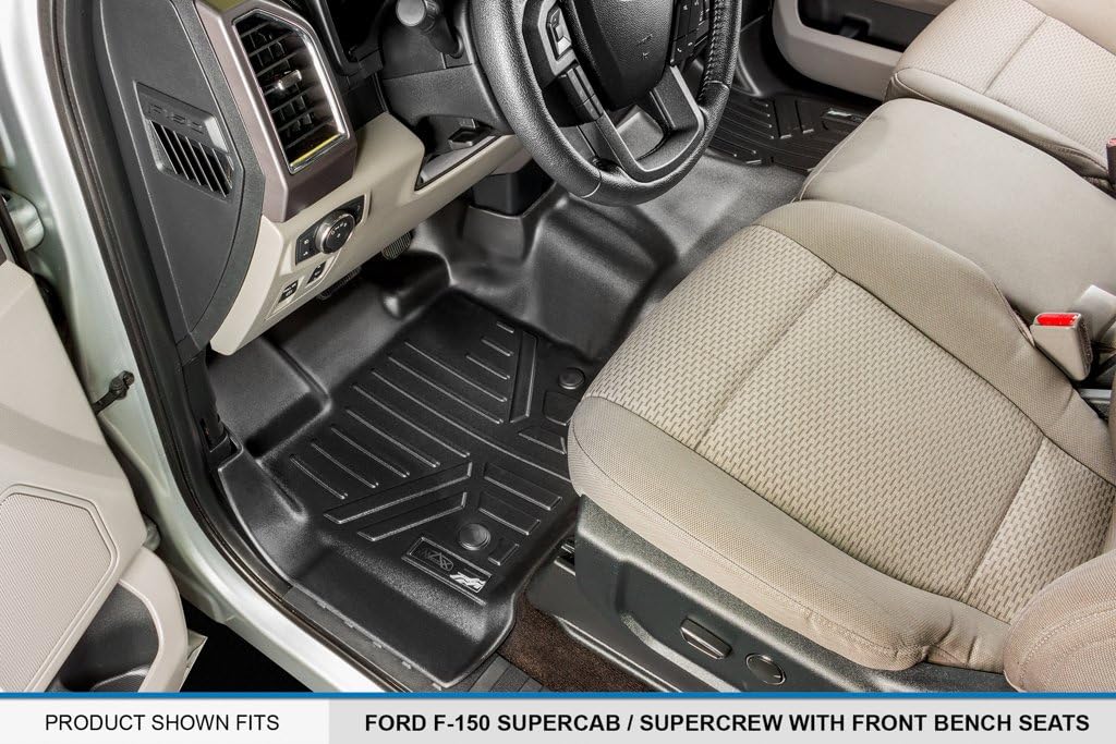 SMARTLINER Custom Fit Floor Mats 2 Row Liner Set Compatible with 2015-2025 Ford F-150