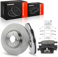 A-Premium 12.60 inch (320mm) Front Drilled and Slotted Disc Brake Rotors + Ceramic Pads Kit Compatible with Ford Models - Escape 2013-2017(1.6L AWD, 2.0L), Transit Connect 2014-2018, 6-PC Set