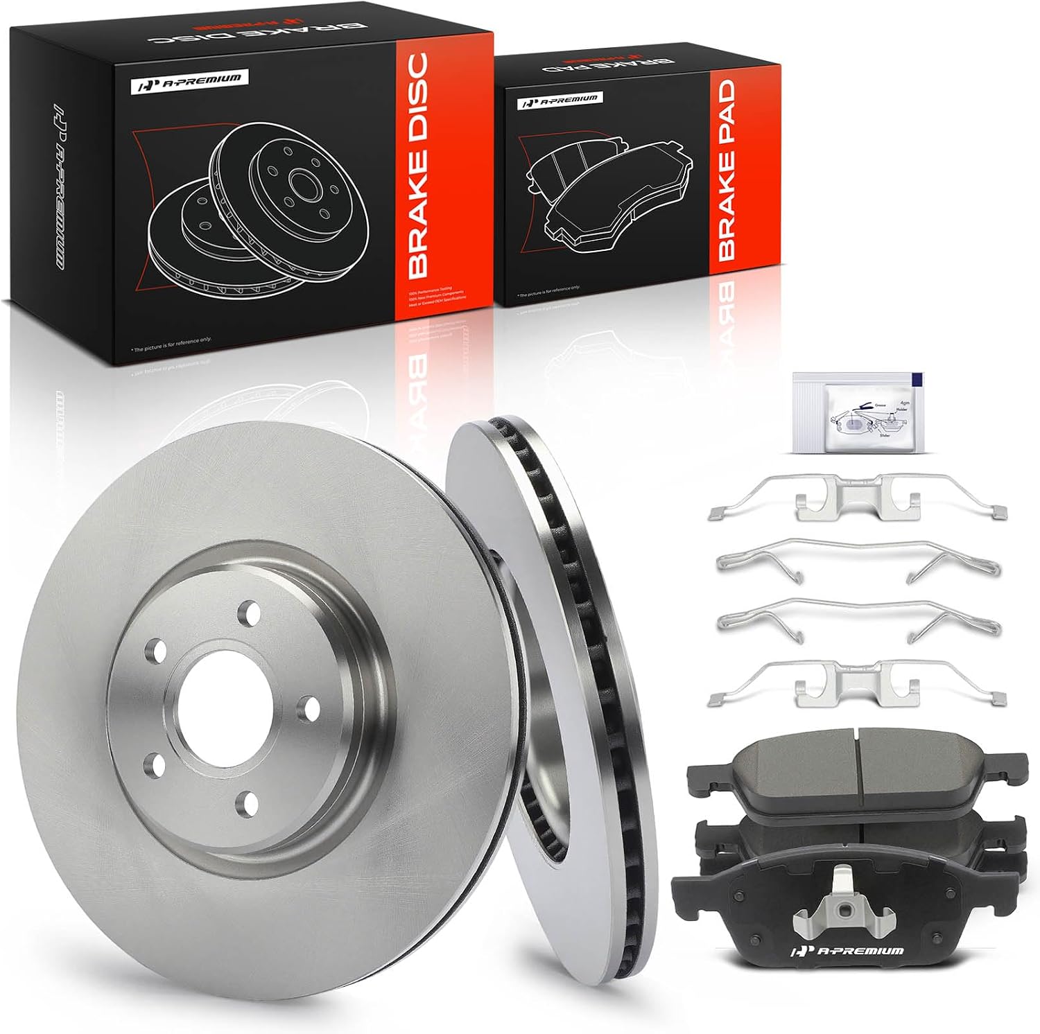 A-Premium 12.60 inch (320mm) Front Drilled and Slotted Disc Brake Rotors + Ceramic Pads Kit Compatible with Ford Models - Escape 2013-2017(1.6L AWD, 2.0L), Transit Connect 2014-2018, 6-PC Set