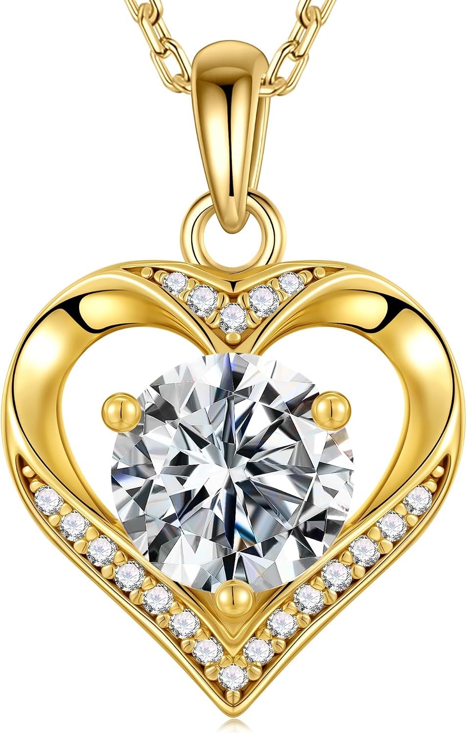 MOOSEA Heart Moissanite Pendant Necklace, 925 Sterling Silver 1-3 Carat Lab Created Moissanite, Anniversary Birthday Gifts for Women Mom Wife Girlfriend Grandma Jewelry Gift