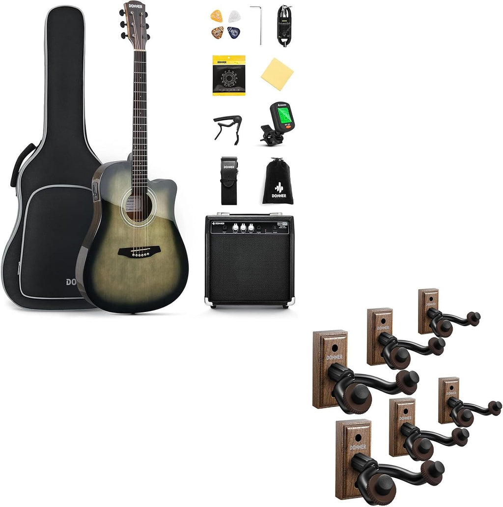 Donner Full Size Acoustic Electric Guitar-Guitar Wall Mount Hanger
