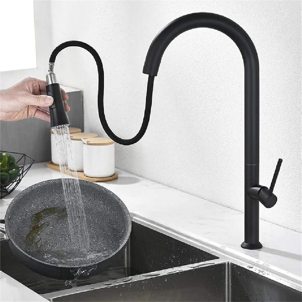 Pull Out Kitchen Sink Water Tap Single Handle Cold and Hot Water Mixer Tap 360 Rotation Kitchen Faucet(Chrome)