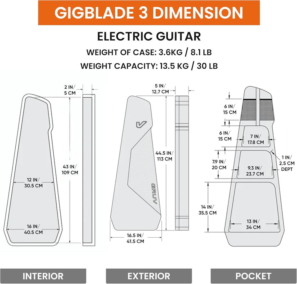Gruv Gear Bass Guitar Case Soft, Patented Bass Guitar Gig Bag with Adjustable Side Carry Strap, Travel Approved, Multiple Pockets for Guitar Accessories, Ergonomic side-carry