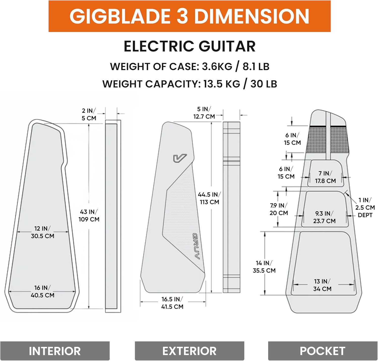 Gruv Gear Bass Guitar Case Soft, Patented Bass Guitar Gig Bag with Adjustable Side Carry Strap, Travel Approved, Multiple Pockets for Guitar Accessories, Ergonomic side-carry