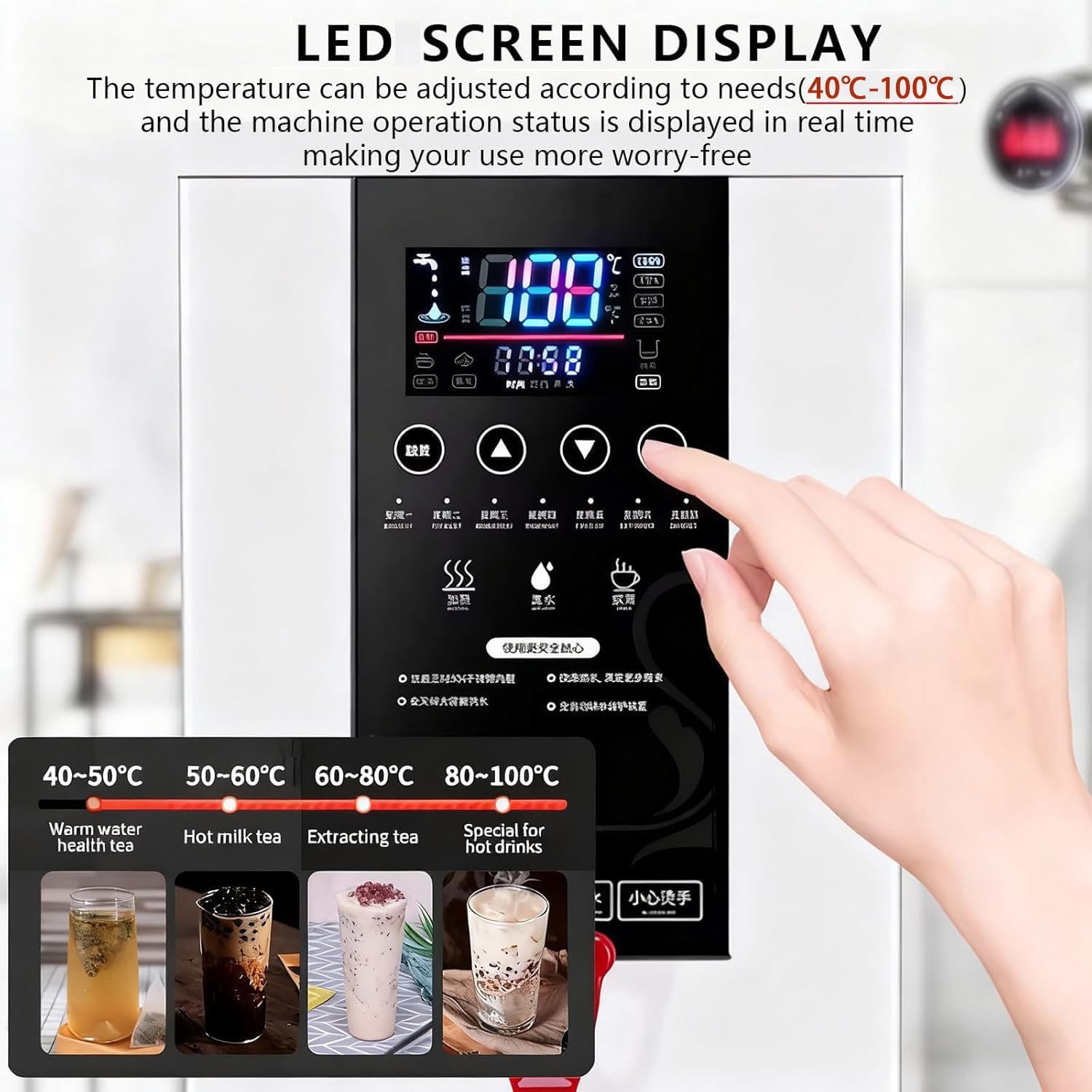 Instant Heating Hot Water Dispenser Automatic Wall-Mounted Boiler with Intelligent Control Panel,Filter and Faucet,Energy Efficient for Home,Office Black-60L