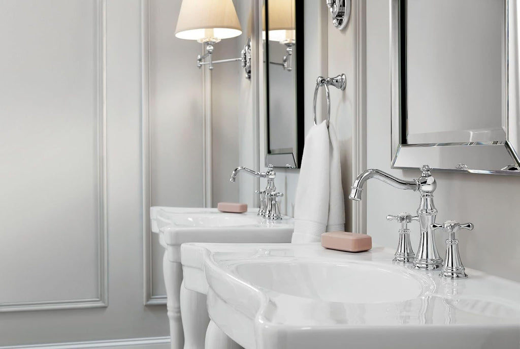 Moen Weymouth Polished Nickel Two-Handle Widespread Traditional Bathroom Faucet Trim Kit, Valve Included, TVS42108NL