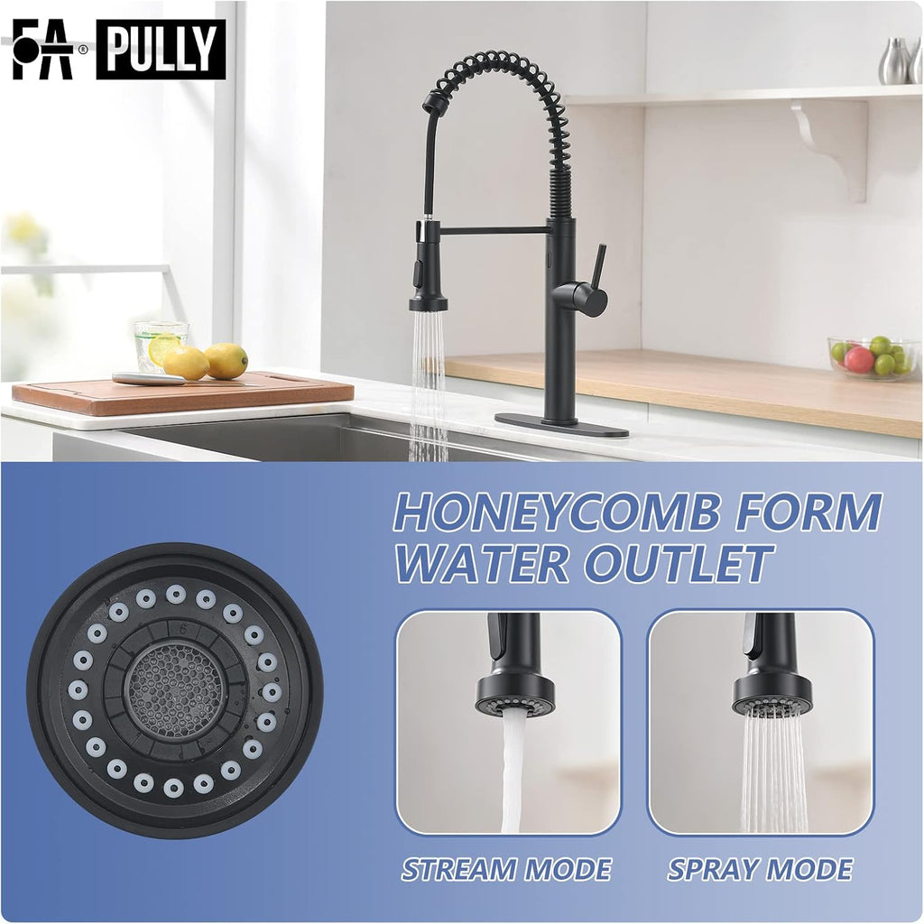 Fapully Black Kitchen Faucet with Pull Down Sprayer,Touchless Motion Sensor Single Handle Faucet for Kitchen Sink