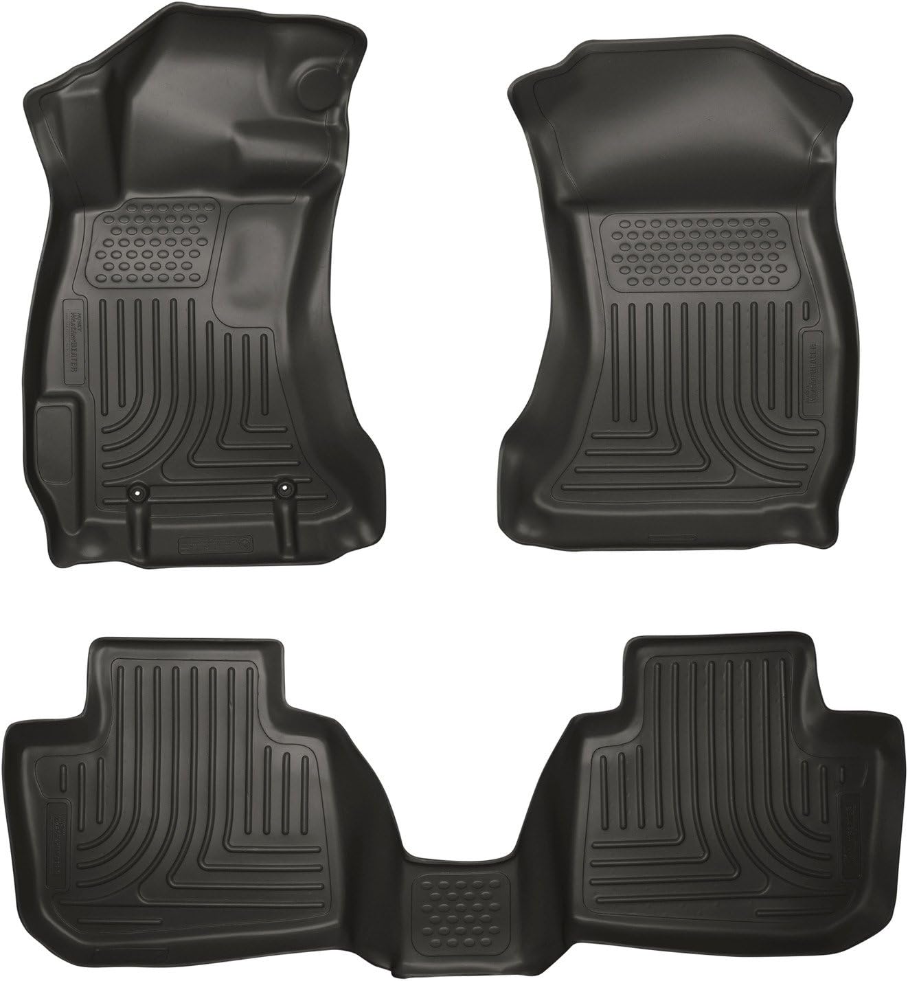 Husky Liners Weatherbeater Floor Mats | Fits 2010-2012 Subaru Legacy & Subaru Outback | Front & 2nd Row, 3-pc Black - 98841