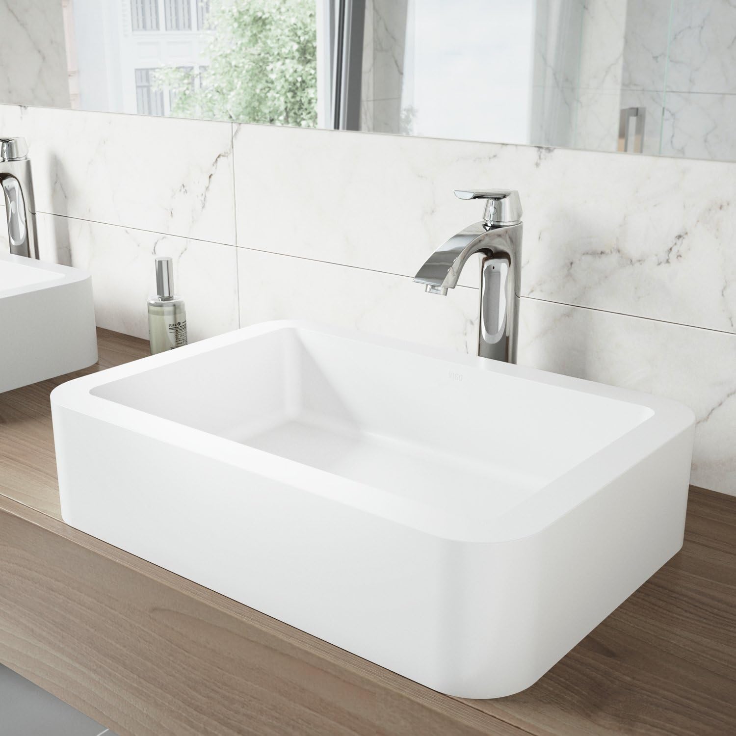 VIGO Linus Single-Handle Single-Hole Mount Vessel Bathroom Sink Faucet, 12-Inch, Chrome, Modern Design, Solid Brass, 1.2 GPM WaterSense & Ceramic Disc Valve, Corrosion-Resistant