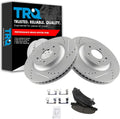 TRQ Performance Front Brake Pad & Rotor Kit Ceramic Premium G-Coated Slotted X Drilled Compatible with 2008-2009 Buick LaCrosse