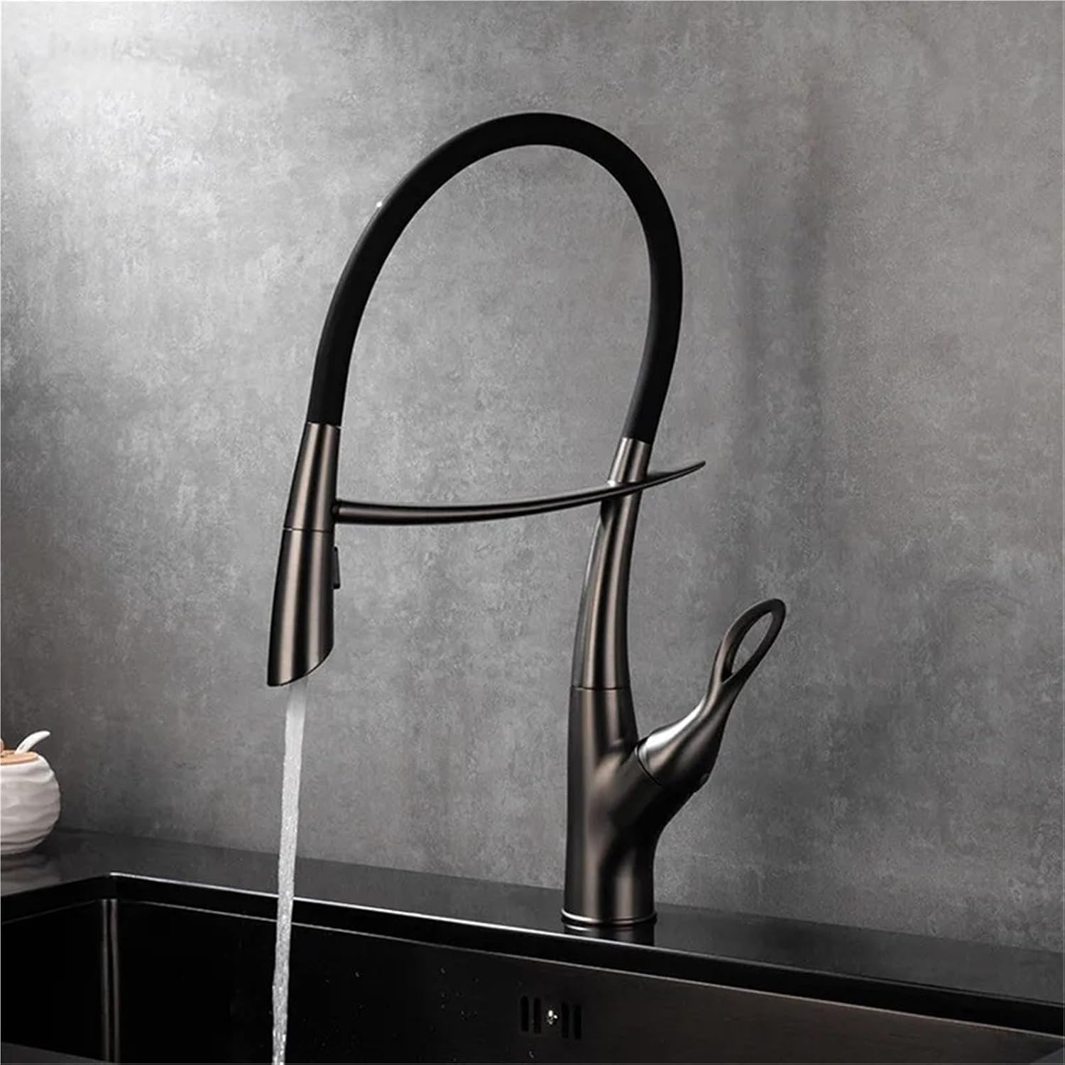 Kitchen Silicone Magnetic Suction Faucet Single Hole Single Handle Cold and Hot Double Control Basin Faucet(Gold)