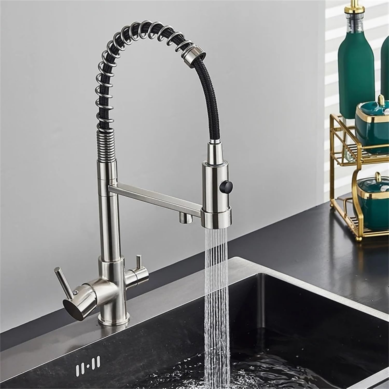 Filtered Kitchen Faucet Dual Handle Hot & Cold Drinking Water Purified Kitchen Mixer Taps(Brushed Nickel)