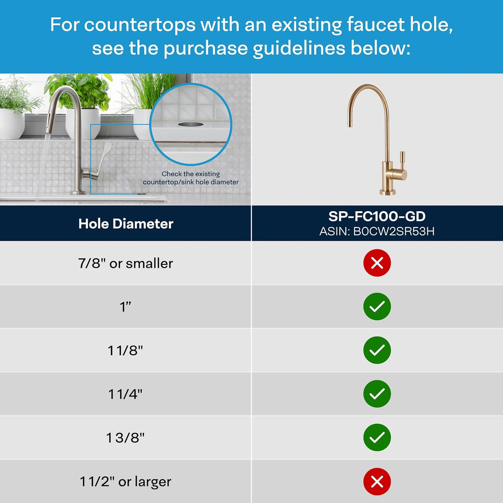 SpiroPure NSF-Certified Lead-Free Air Gap RO Faucet, Brushed Gold/Bronze/Brass, Reverse Osmosis Replacement Water Filter Faucet, 3 Line Filtered Faucet, SP-FC100-GD