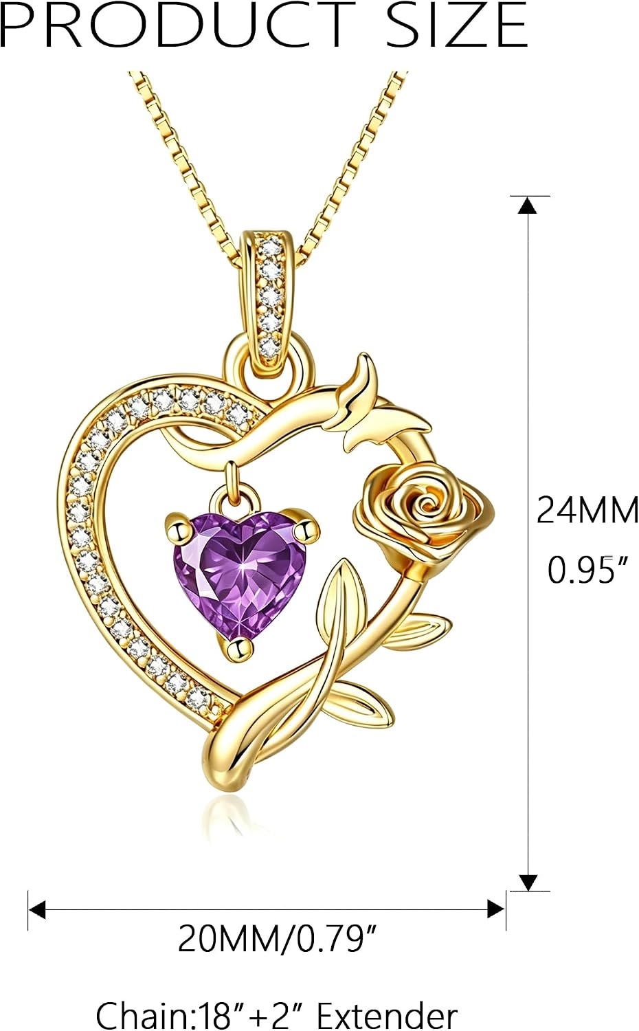 HeartMelody Heart Necklaces for Women Gold,14k 18K White Gold Plated Dainty Rose Butterfly Necklace with Garnet Birthstone Pendant Necklace Everyday Jewelry Birthday Christmas Gifts for Women Mom Her