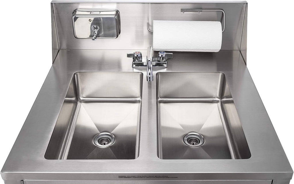 AFE DB101 Double Basin Stainless Steel Portable Sink with Hot Water