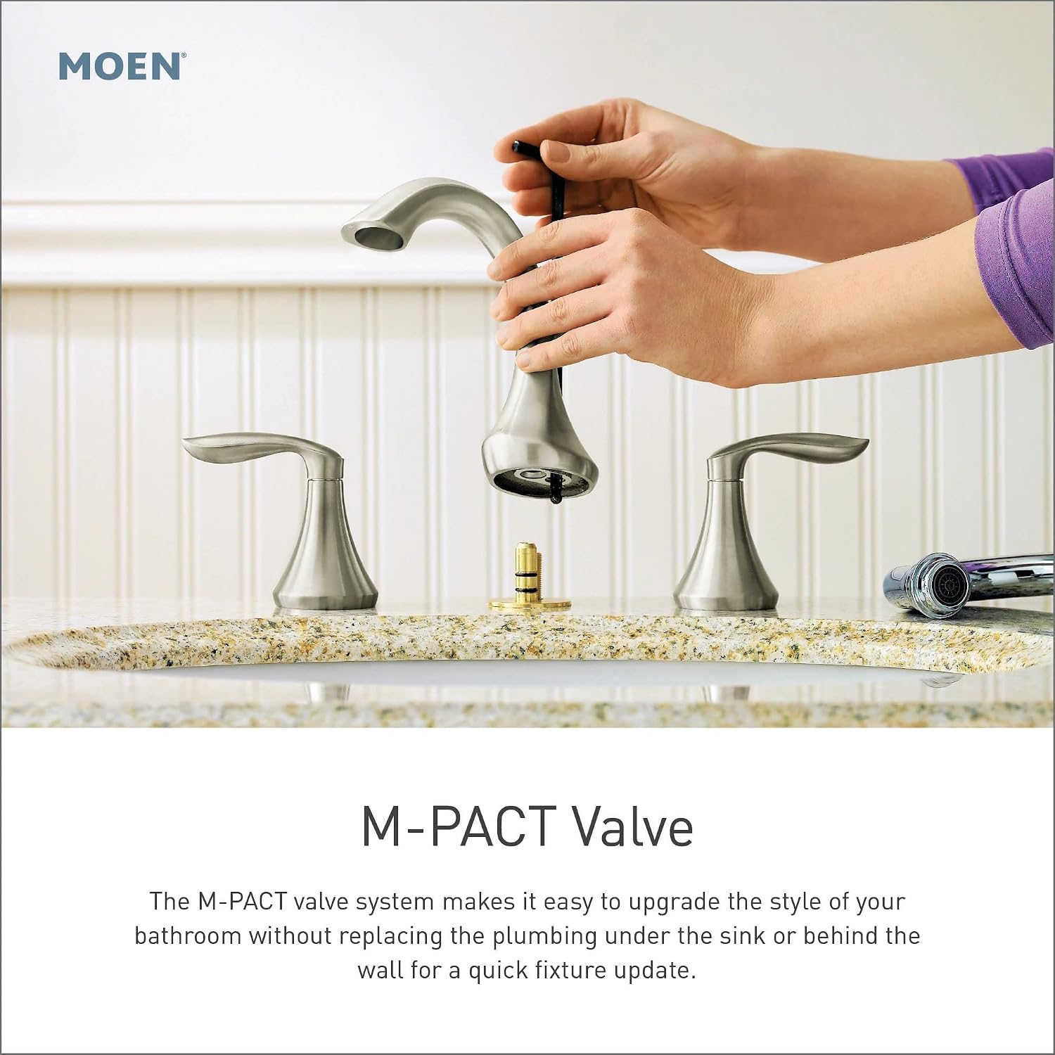 Moen Weymouth Brushed Gold Two-Handle Widespread Traditional Bathroom Faucet Trim Kit, Valve Included, TVS42108BG