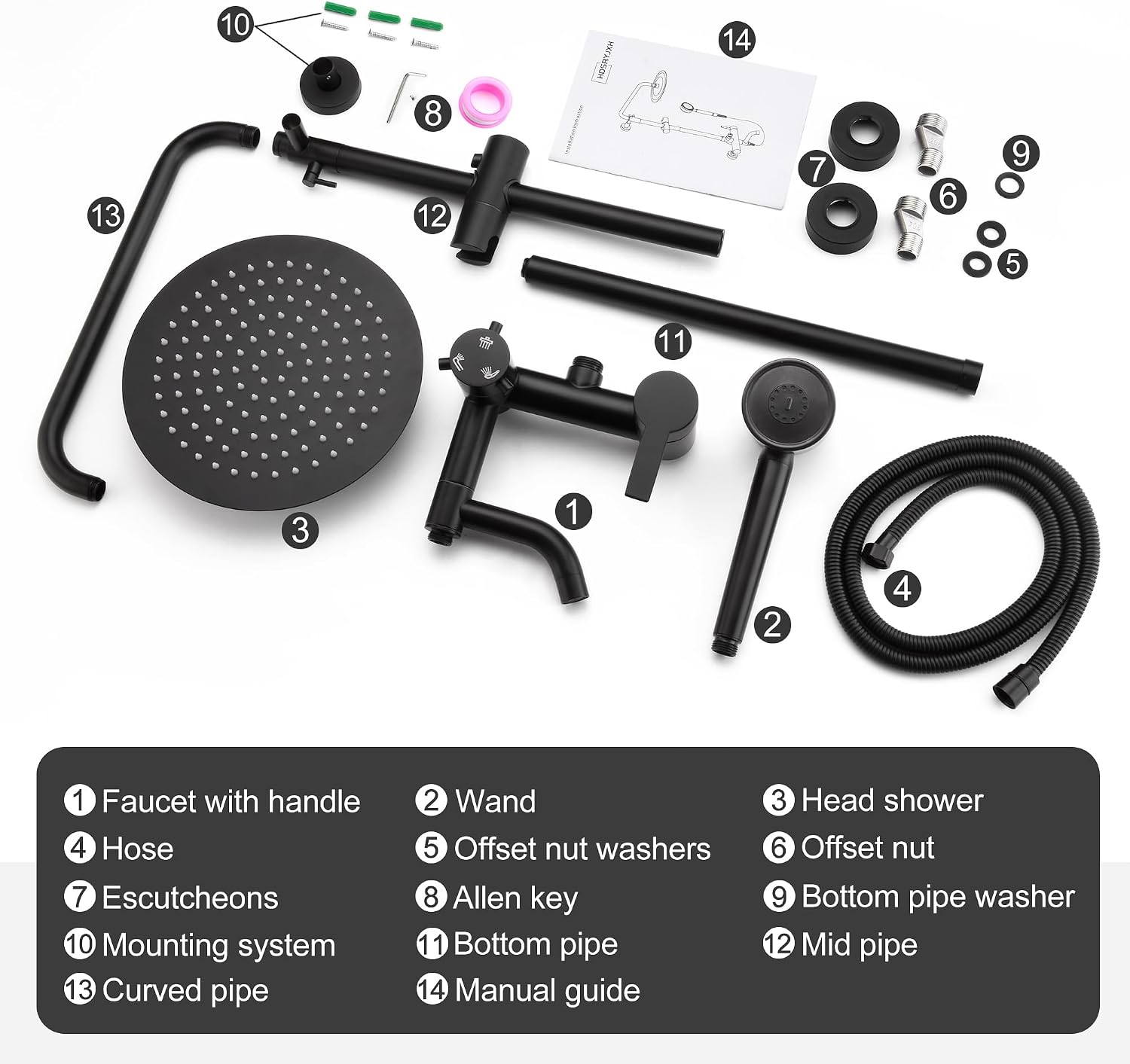 Shower Faucet - Shower Faucets Sets Complete, Shower System - Outdoor Shower Kit/Outdoor Shower Fixtures W/ SS304 Shower Head with 3 modes Handheld, Matte Black