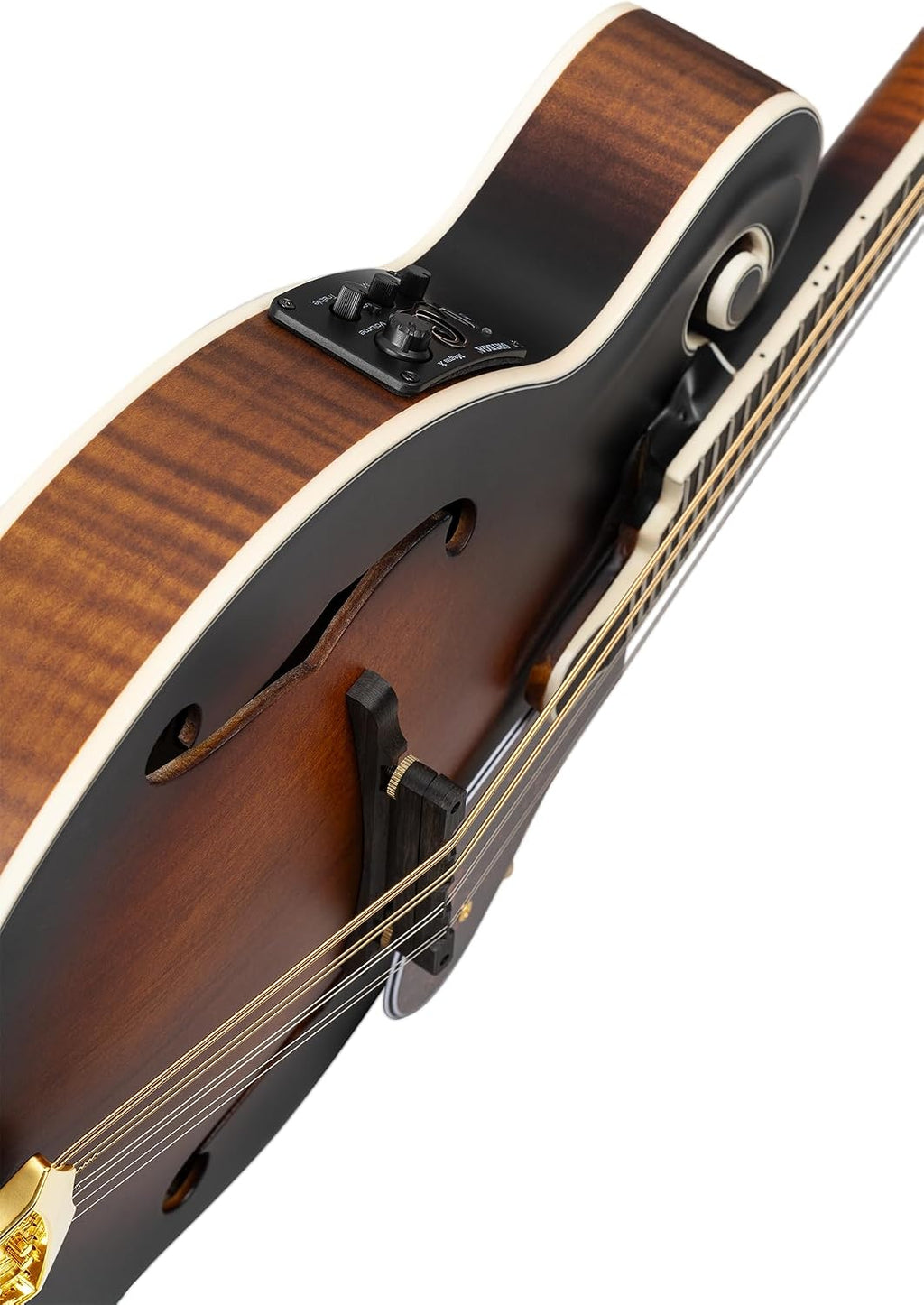 Ortega All Solid F-Style Acoustic-Electric Mandolin w/Pro gig bag, Antique Violin Oil (RMFE100AVO)