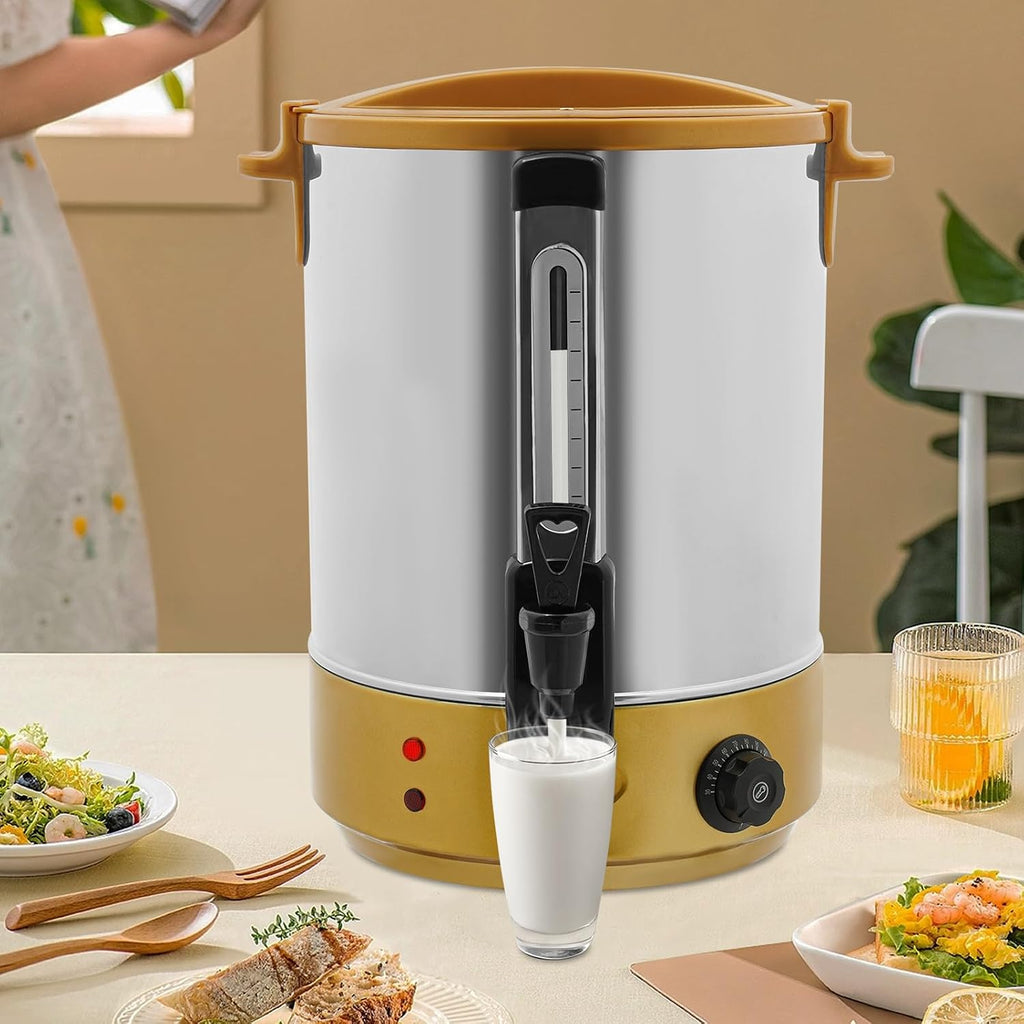 19L Commercial Water Heater, 304 Stainless Steel Electric Hot Water Dispenser with Adjustable Temp (86°F-230°F) & Faucet, for Coffee, Tea, Party, Office, Buffet (Gold, 19L)