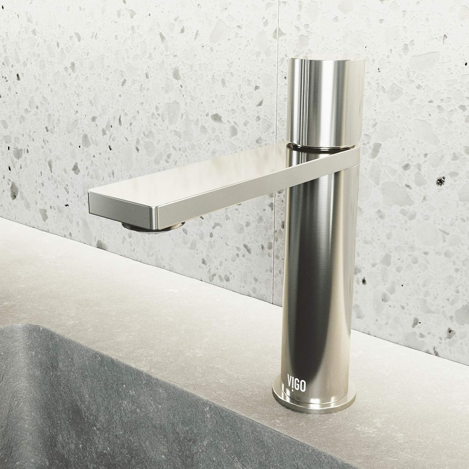 VIGO Halsey Single-Handle Single-Hole Mount Bathroom Sink Faucet, 8-Inch, Brushed Nickel, Modern Design, Solid Brass, 1.2 GPM WaterSense & Ceramic Disc Valve, Corrosion-Resistant