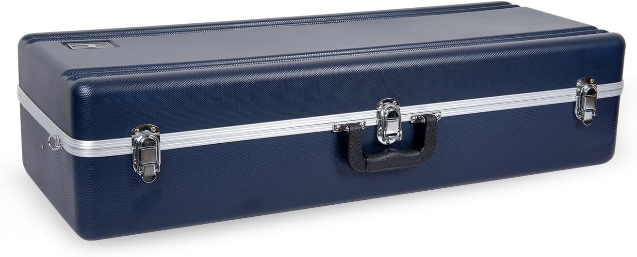 Crossrock ABS Tenor Saxophone Case – Rectangular Blue Diamond Texture, Deep Blue Velvet Interior, Security Lock & Detachable Strap