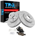 TRQ Performance Front Brake Pad and Rotor Set Ceramic Drilled Slotted G Coated Rotors Compatible with 2012-2017 Fiat 500