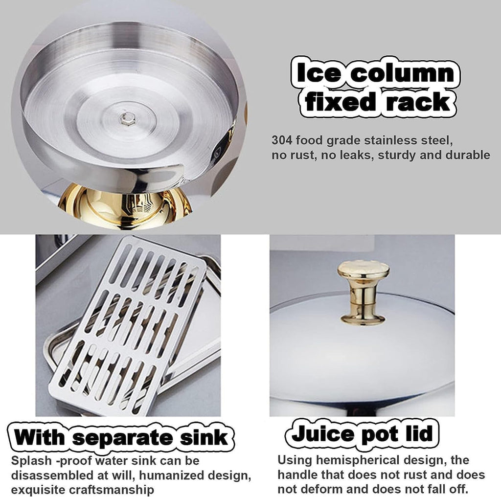 Commercial Cold Drink Machine, Stainless Steel Juice Dispensers, Glass Beverage Dispensers Machine with Faucet, for Hot Or Cold Drinks (Gold DoubleHead)
