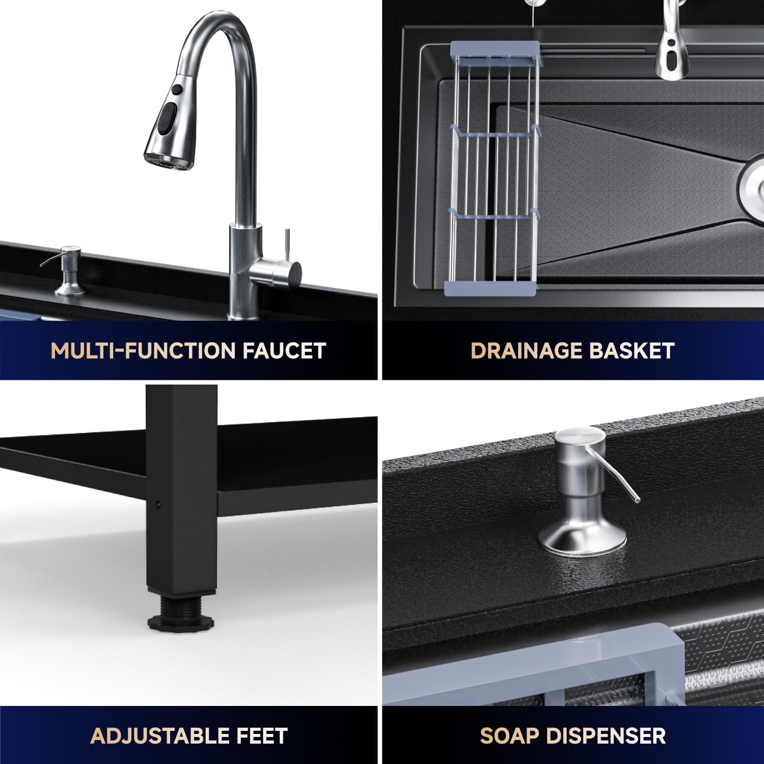 Stainless Steel Utility Sink,36' Freestanding Sink with Cold and Hot Water Faucet,Hoses and Drain Kit Commercial Kitchen Single Bowl,Laundry Sink for Kitchens,Laundry Room, Garage