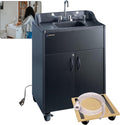 Ozark River Portable Sinks Premier Black & Fill-n-Roll Dolly Kit Bundle, Black Laminate-ABS, Portable Sink with Hot Water, Self-Contained Sink, Portable Hand Washing Station, 110V