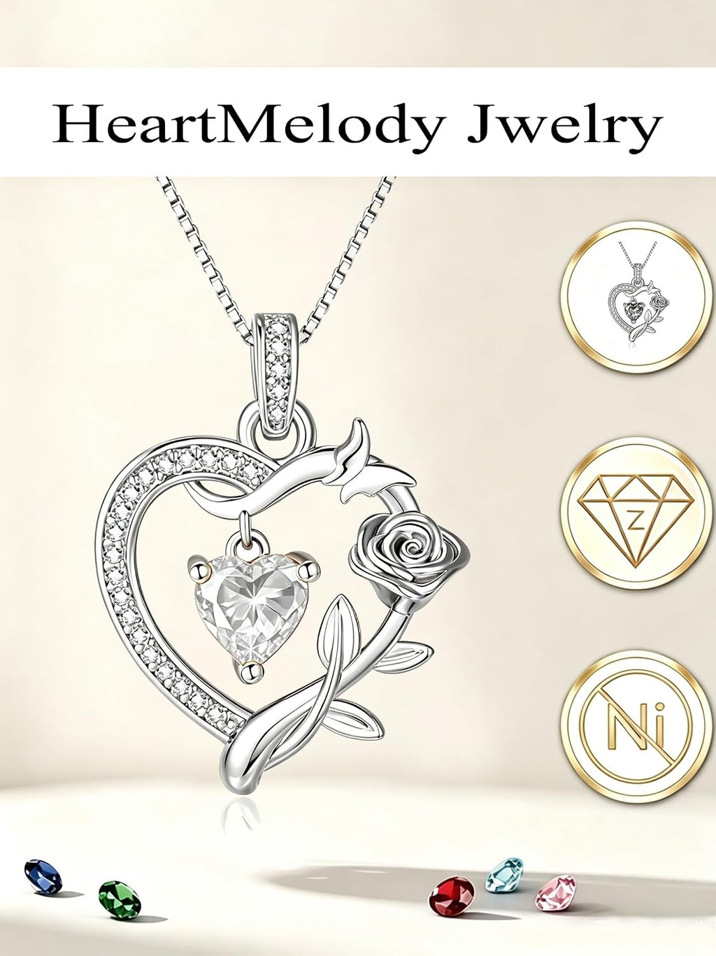 HeartMelody Heart Necklaces for Women Gold,14k 18K White Gold Plated Dainty Rose Butterfly Necklace with Garnet Birthstone Pendant Necklace Everyday Jewelry Birthday Christmas Gifts for Women Mom Her