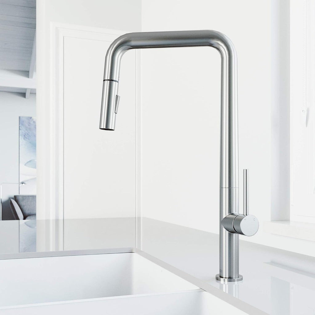 VIGO Parsons 18'' H Single Handle Pull-Down Sprayer Kitchen Faucet in Stainless Steel-VG02031ST