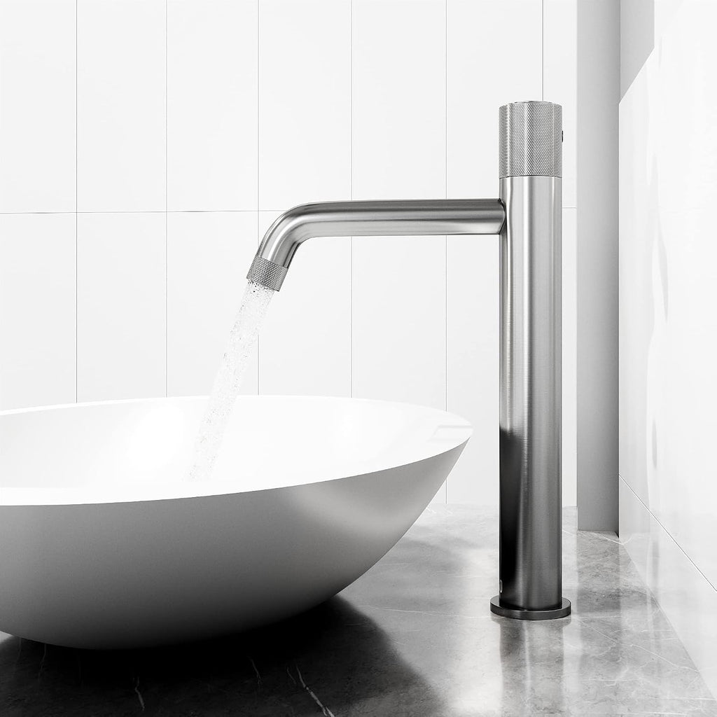 VIGO Apollo Single-Handle Single-Hole Mount Vessel Bathroom Sink Faucet, 12-Inch, Brushed Nickel, Modern Design, Solid Brass, 1.2 GPM WaterSense & Ceramic Disc Valve, Corrosion-Resistant